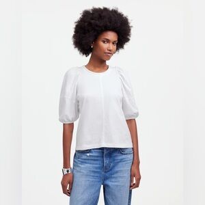NWT Madewell Puff Sleeve Tee Women's White Puff Sleeve Top, size Small